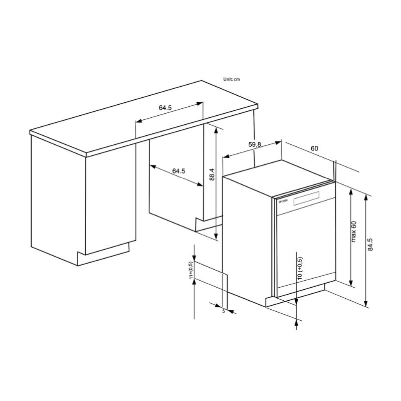 Máy rửa bát âm tủ/độc lập Binova BI-1102DWS1