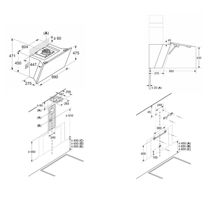 Máy hút mùi áp tường Bosch DWK91LT60 Serie 82