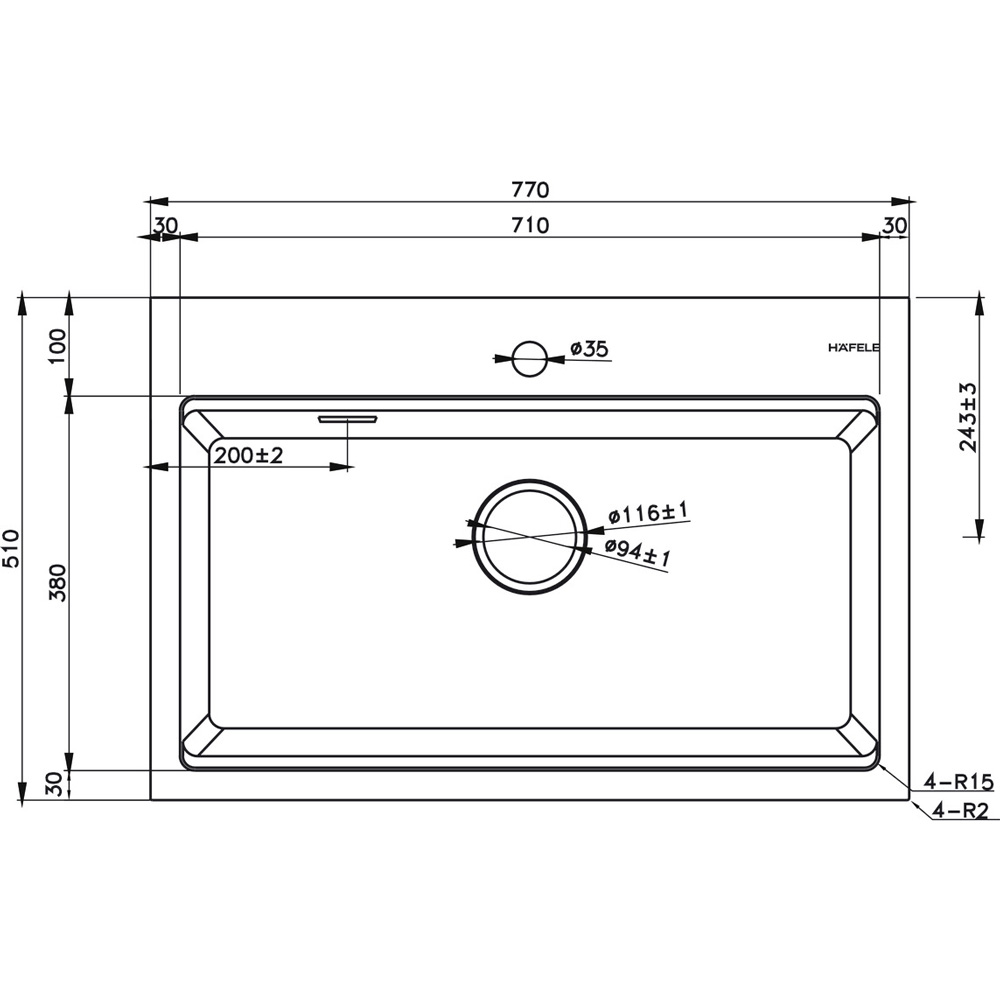 Chậu rửa Hafele HS22-GEN1S90M - Màu đen 577.25.3301