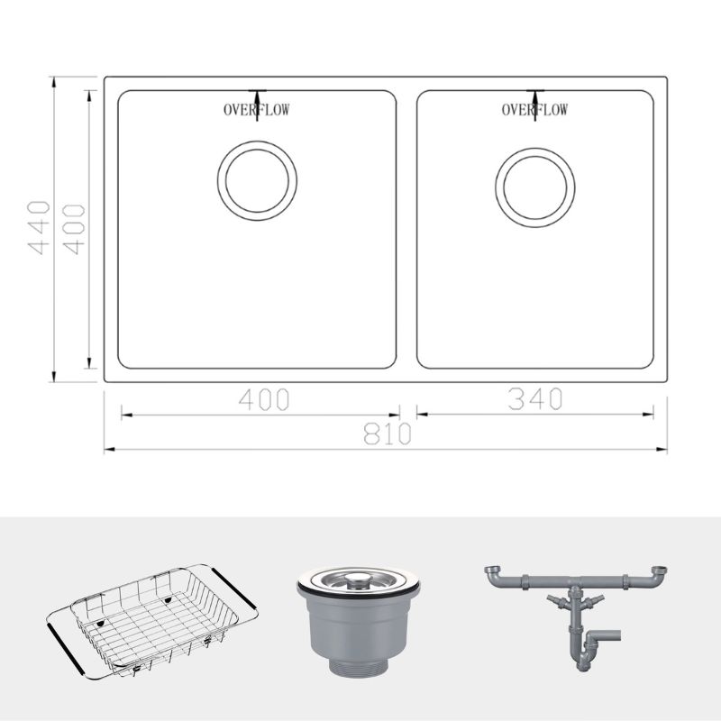 Chậu rửa bát inox 2 hố Konox Cube 8144DU1