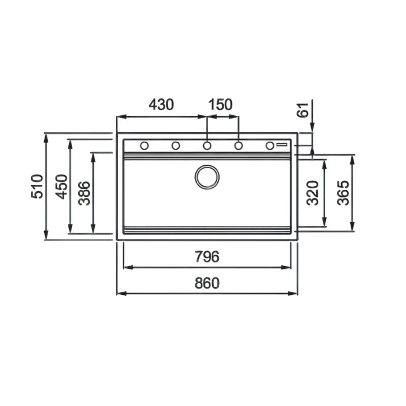 Chậu rửa bát đá 1 hố Konox Terra 860S Grey2