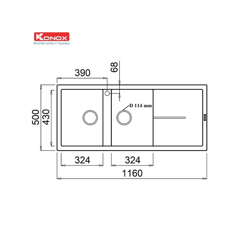 Chậu rửa bát Konox Granite Sink Livello Smart 1160 – Black1