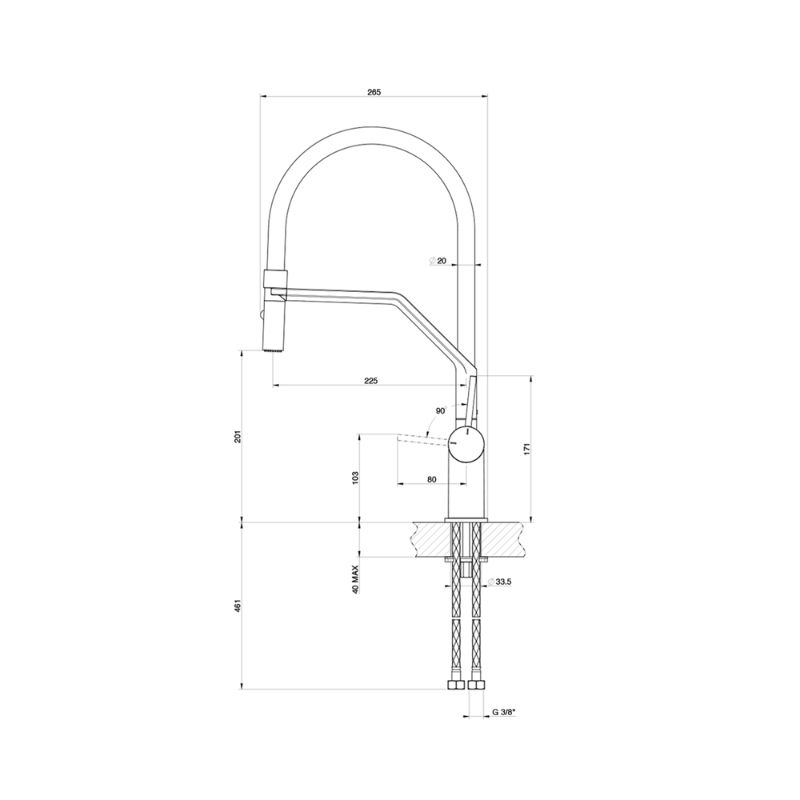 Vòi rửa bát nóng lạnh Konox Resta Black có dây rút1