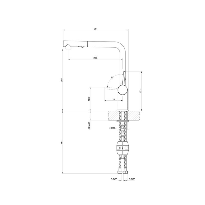 Vòi rửa bát nóng lạnh Konox Stella Grey có dây rút1