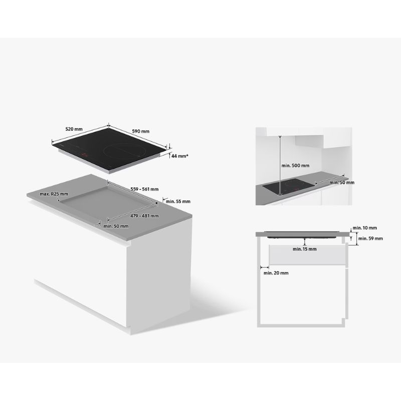 Bếp từ Samsung 3 vùng nấu NZ63B5046FK/SV lắp âm1