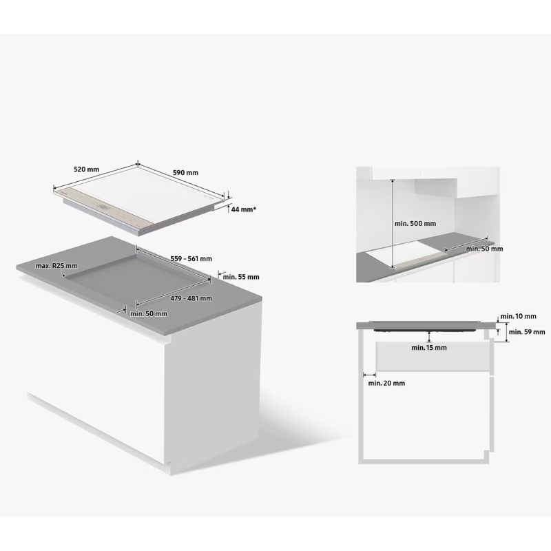 Bếp từ Samsung Bespoke 4 vùng nấu NZ64B5067YY/SV lắp âm1