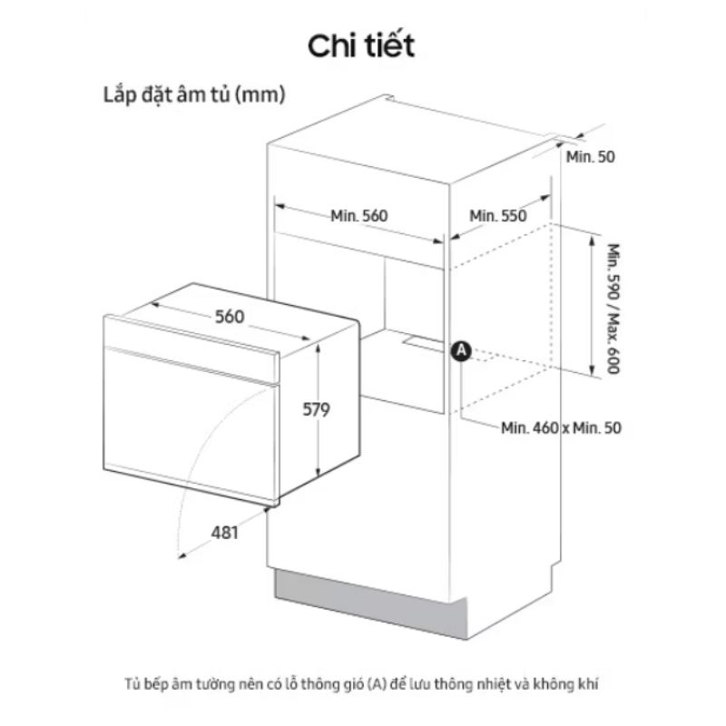 Lò nướng âm tủ 76 lít Samsung NV7B41201AS/SV3