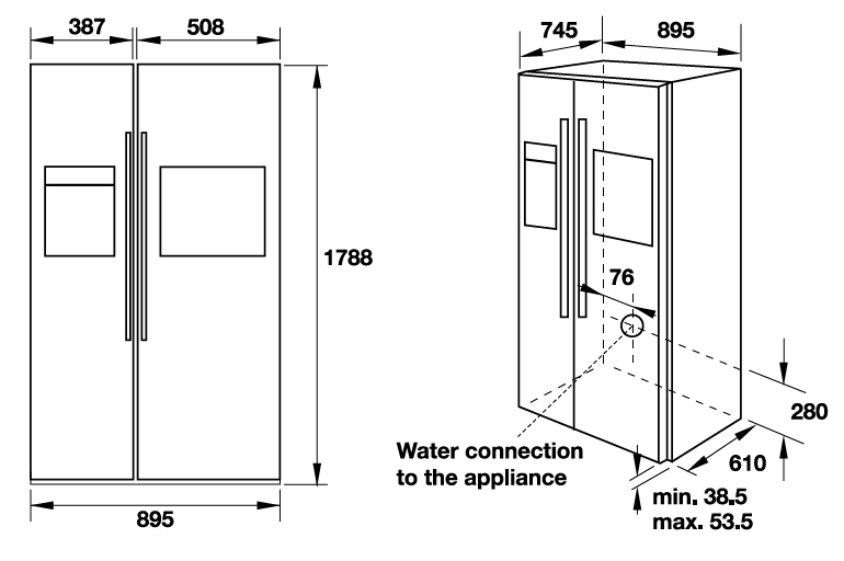 Tủ lạnh SIDE-BY-SIDE Hafele HF-SBSIB 534.14.2500