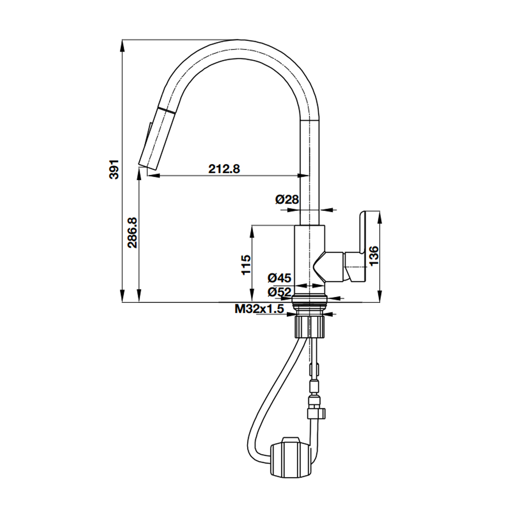 Vòi rửa bát Hafele HT21-CH1P287 577.55.2300