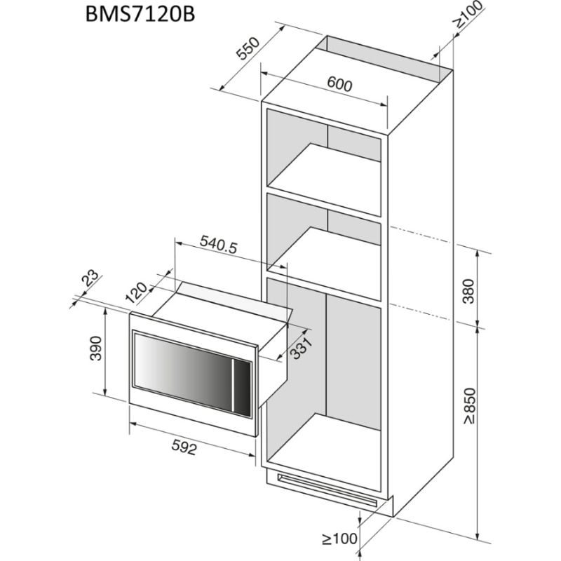 Lò vi sóng mini 26L Brandt BMS7120X0