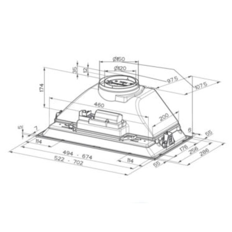 Máy hút mùi âm tủ Brandt BHG1522X0