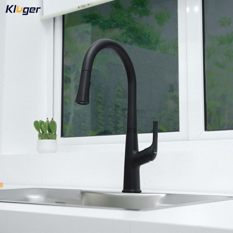 Vòi rửa bát nóng lạnh Kluger KLF0002B có dây rút0