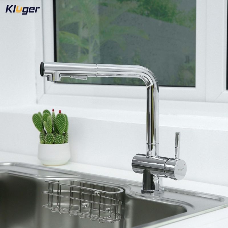 Vòi rửa bát nóng lạnh Kluger KLF0013C có dây rút1