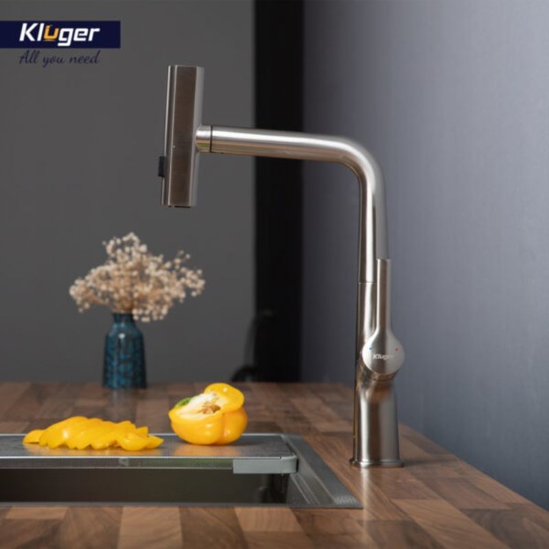 Vòi rửa bát nóng lạnh Kluger KLF0018S có dây rút1