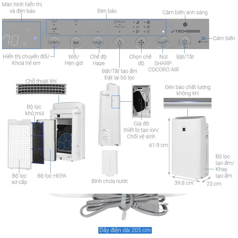 Máy lọc không khí Sharp KI-N50V-W2