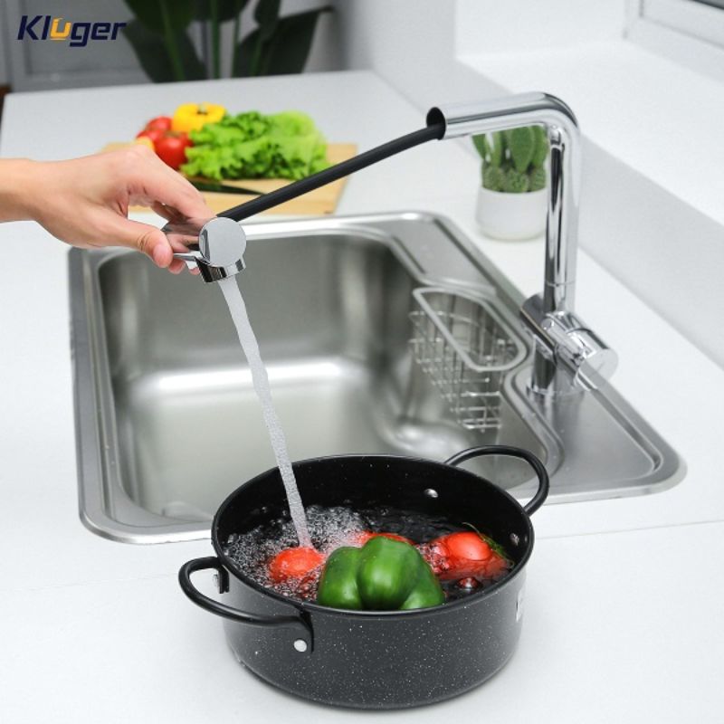 Vòi rửa bát nóng lạnh Kluger KLF0013C có dây rút2