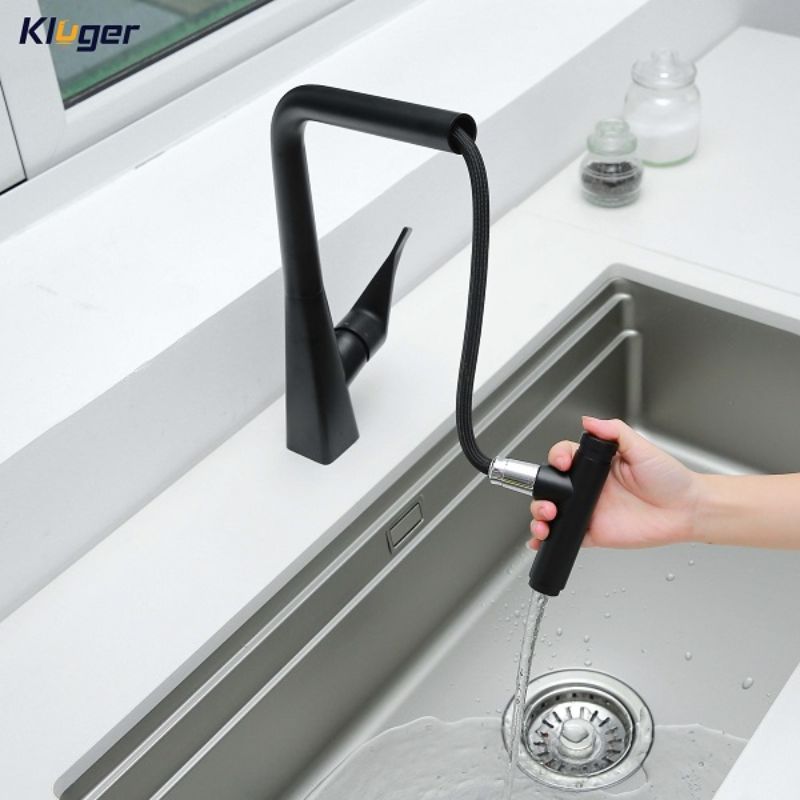 Vòi rửa bát nóng lạnh Kluger KLF0016B có dây rút2