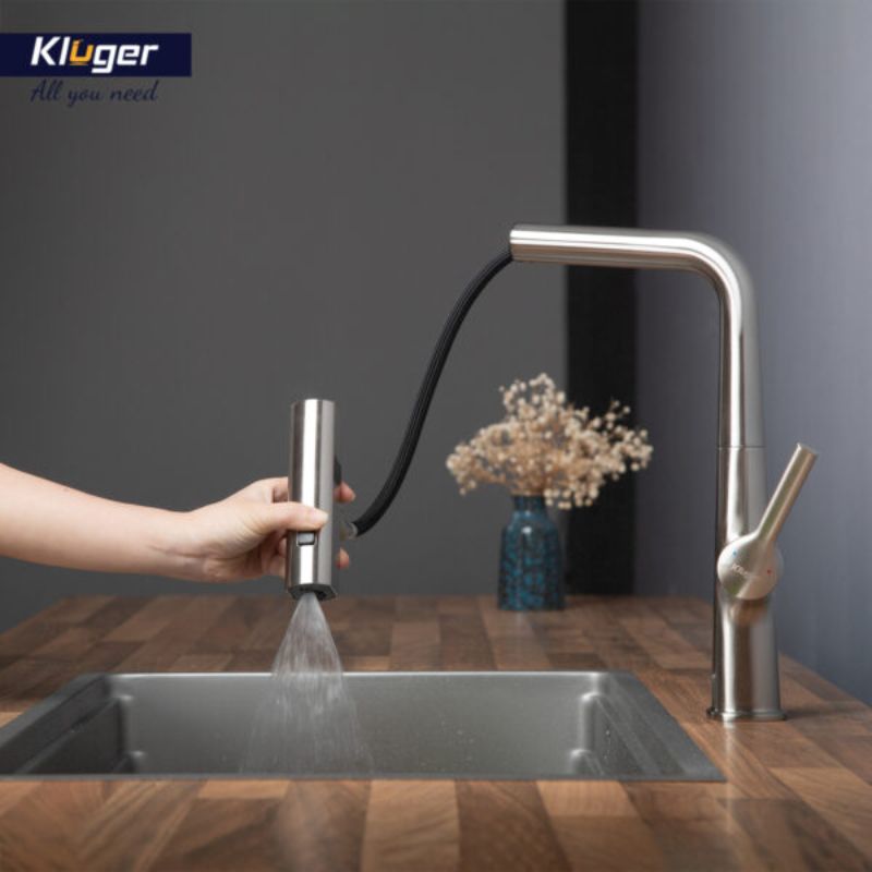 Vòi rửa bát nóng lạnh Kluger KLF0018S có dây rút2