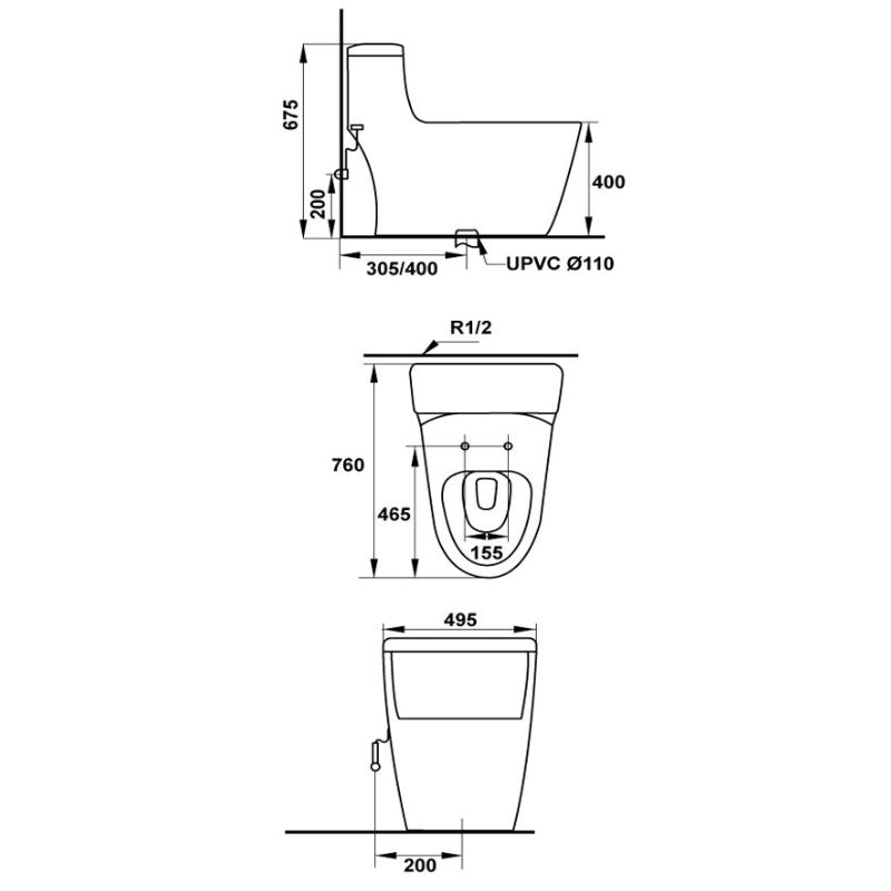 Bồn Cầu 1 Khối Iconic Hafele 588.79.4011