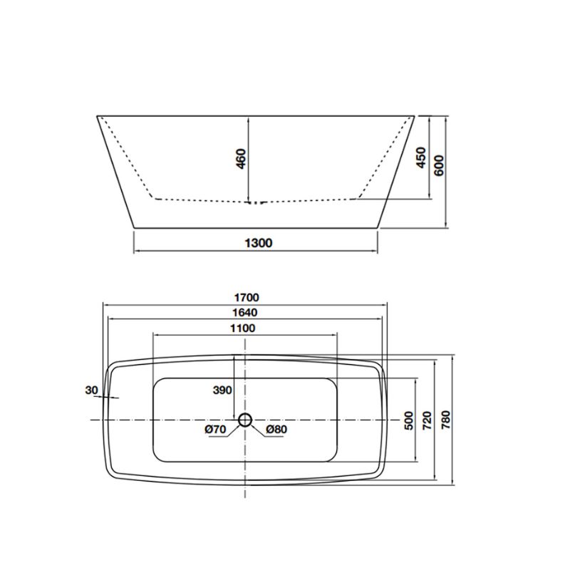 Bồn tắm độc lập Nagoya 1700 Hafele 588.99.6102