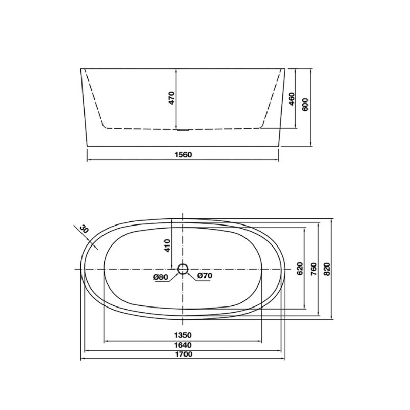 Bồn tắm độc lập Nagoya 1700 Hafele 588.99.6202