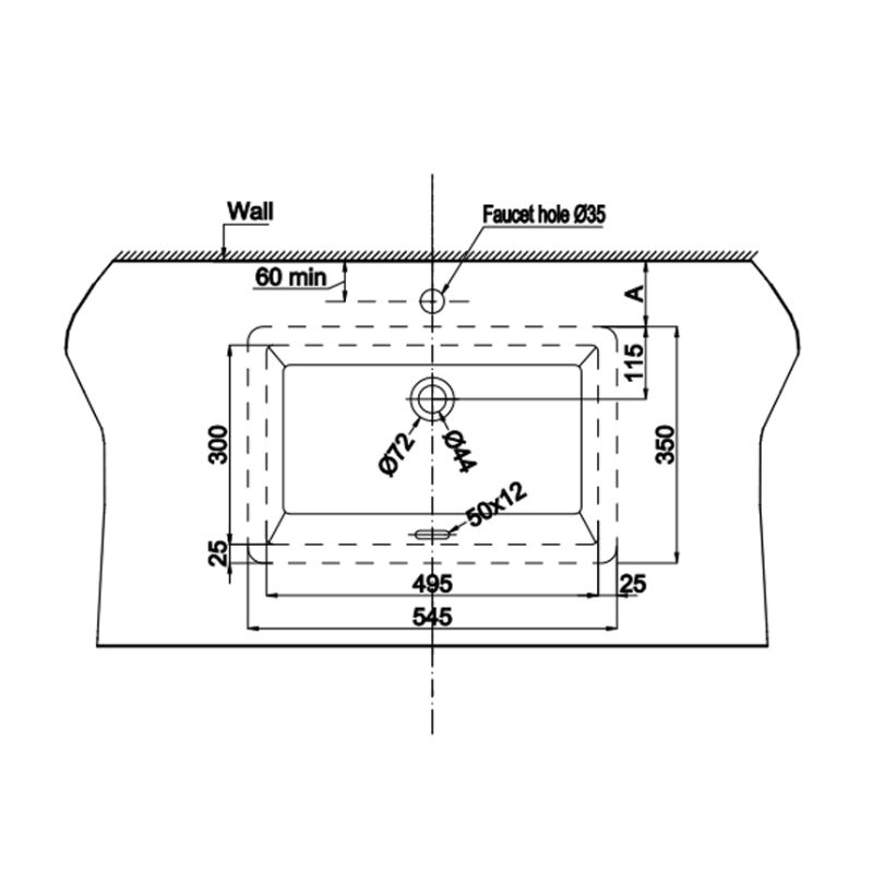 Chậu lavabo âm bàn Sapporo 545 Hafele 588.79.0143