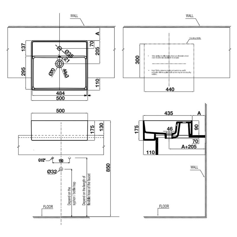 Chậu lavabo bán âm Regal Hafele 588.79.0800