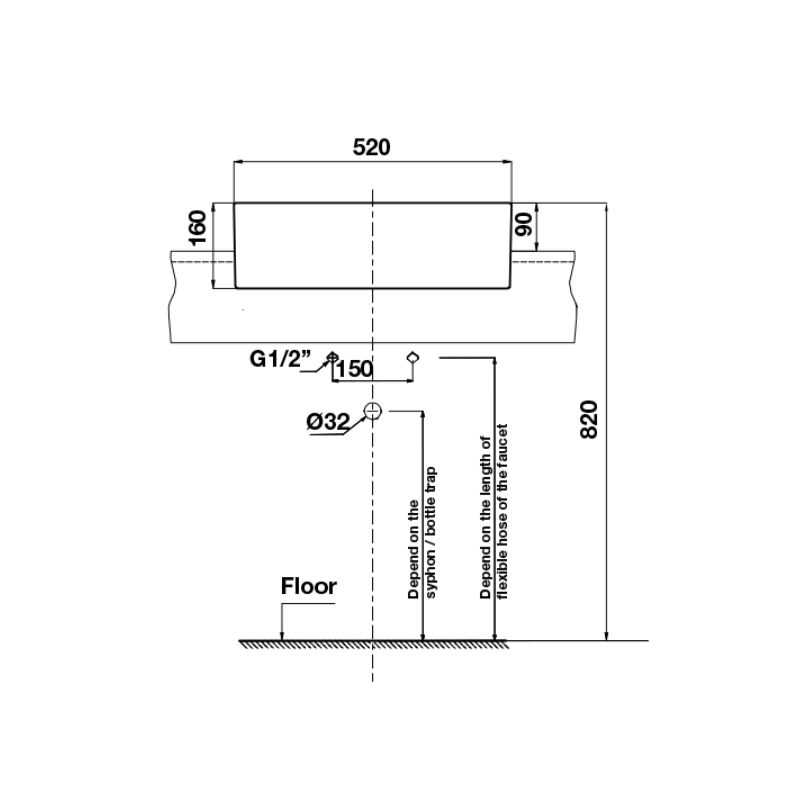 Chậu lavabo bán âm Sapporo Hafele 588.79.0400