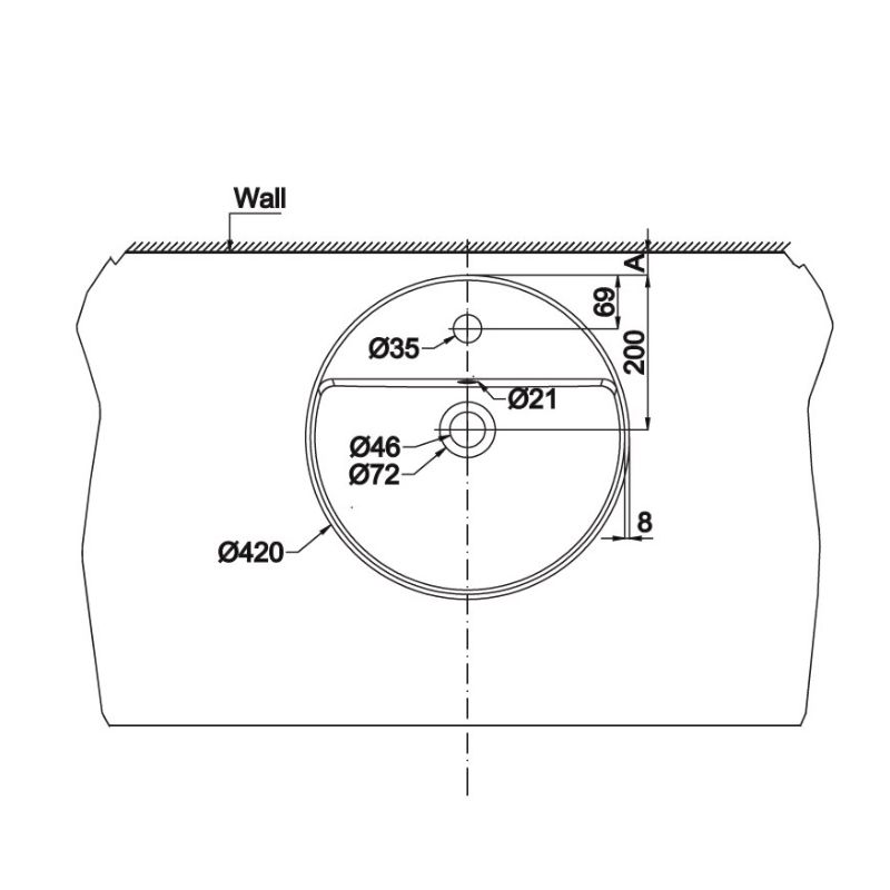 Chậu Lavabo Sứ Đặt Bàn Sapporo 420 Hafele 588.79.0310