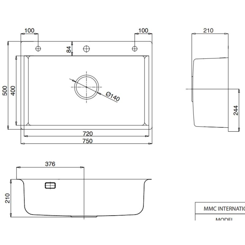 Chậu rửa bát 1 hố Kluger KF8121B-S752