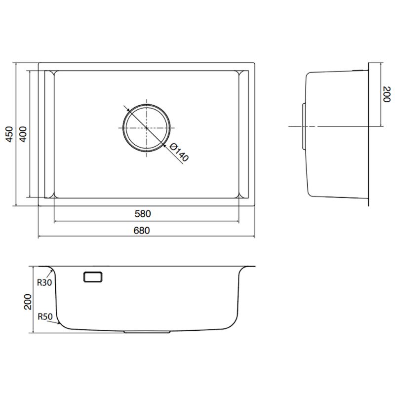 Chậu rửa bát 1 hố Kluger KU8121B-S682