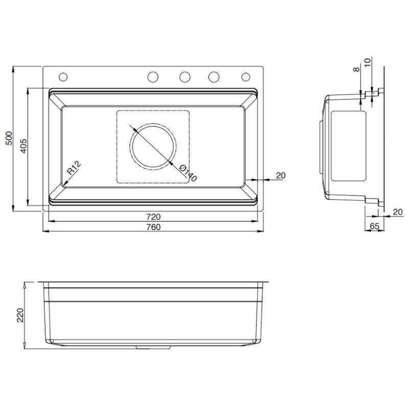 Chậu rửa bát 1 hố Kluger KWF8161FB-S76W Plus1