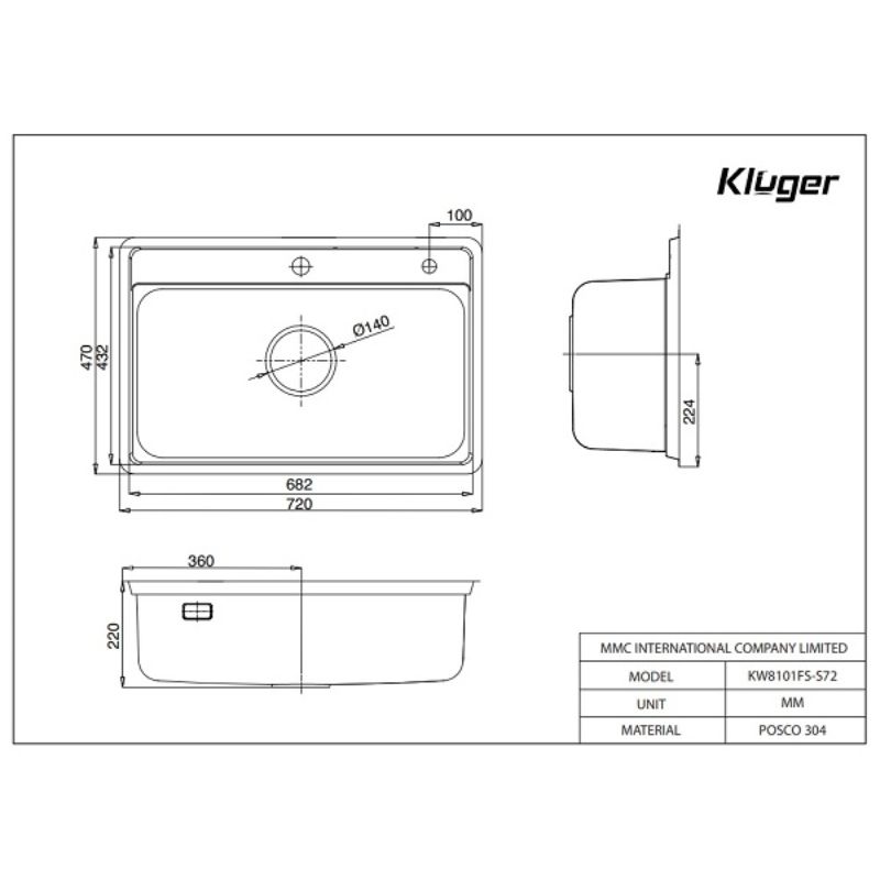 Chậu rửa phụ inox Kluger KSWB-403FS0