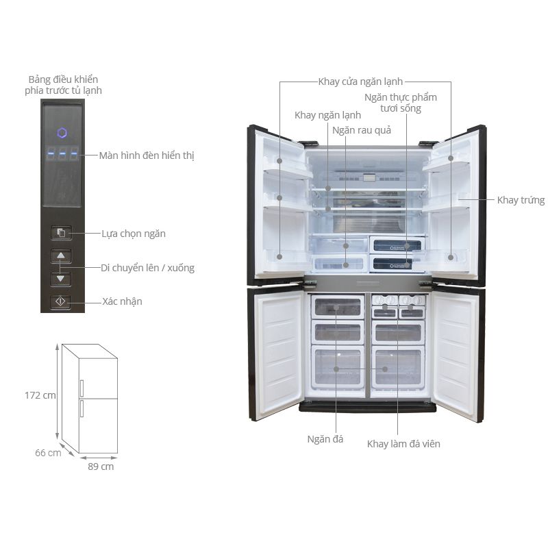 Tủ lạnh 4 cánh 556 lít Sharp SJ-FX630V-ST1