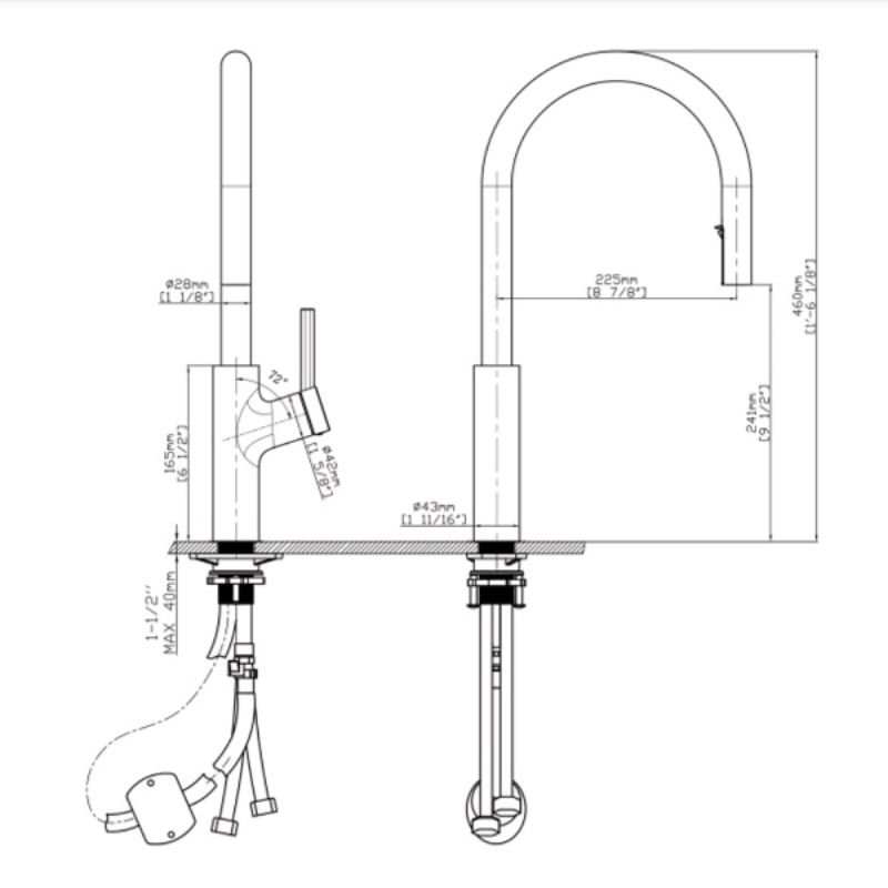 Vòi rửa bát nóng lạnh Kluger KLF0006C có dây rút0