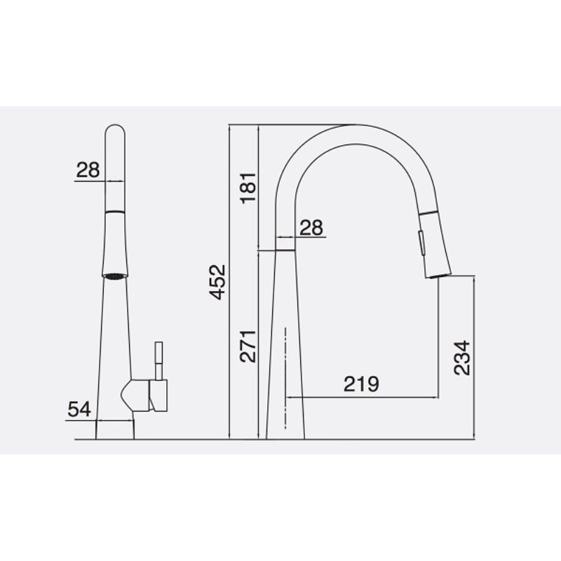 Vòi rửa bát nóng lạnh Kluger KLF0009C có dây rút2