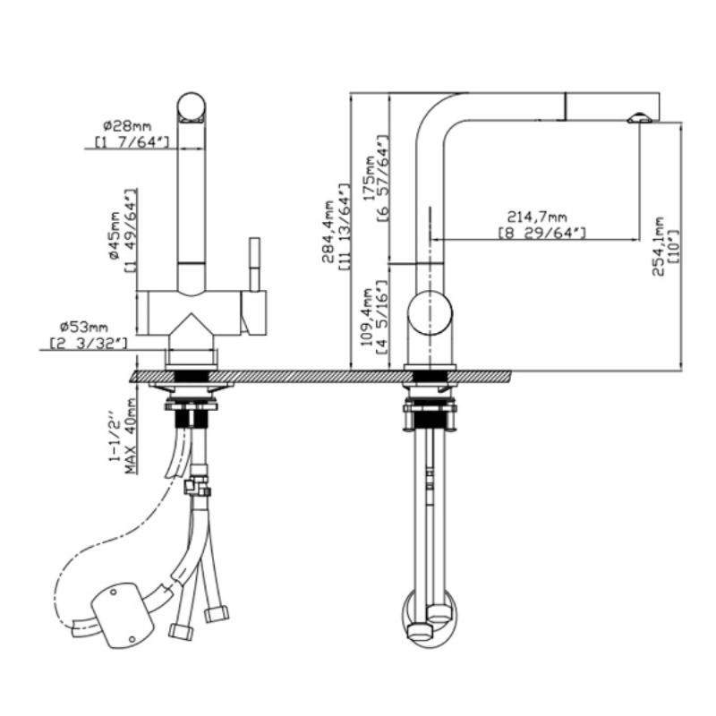 Vòi rửa bát nóng lạnh Kluger KLF0013C có dây rút0