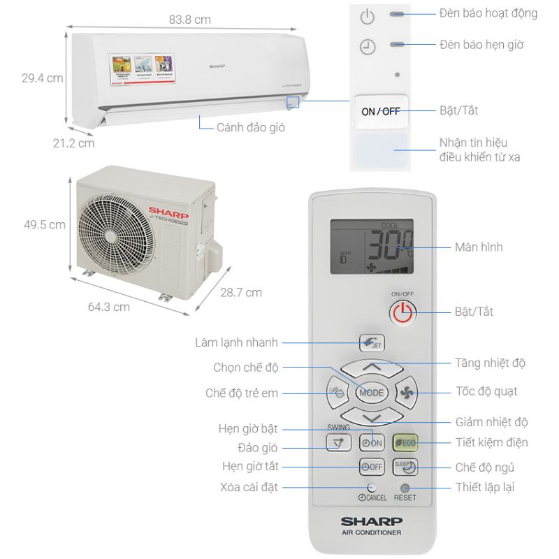 Máy lạnh Sharp Inverter 1 HP AH-X10ZEW0